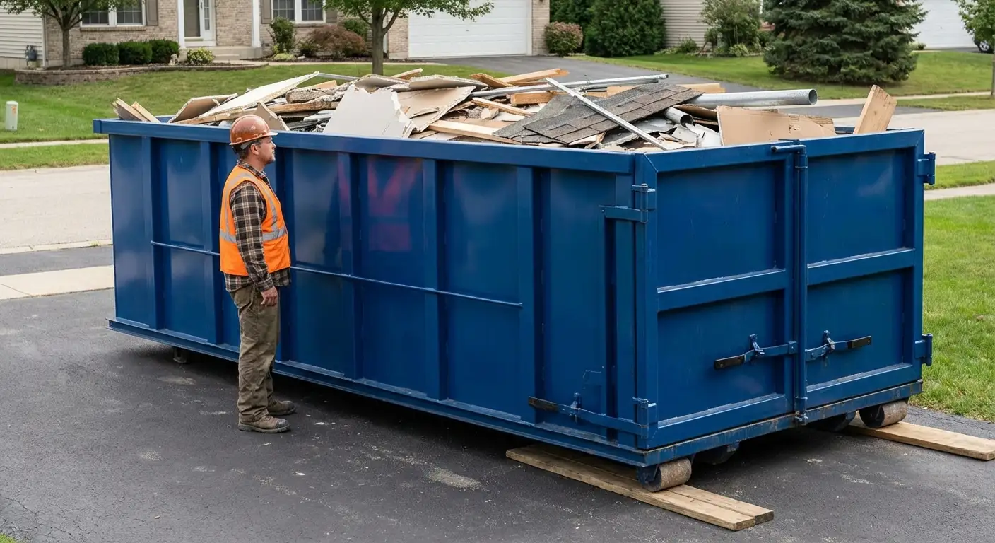 Dumpster loaded correctly to avoid overage fees in Syracuse, NY