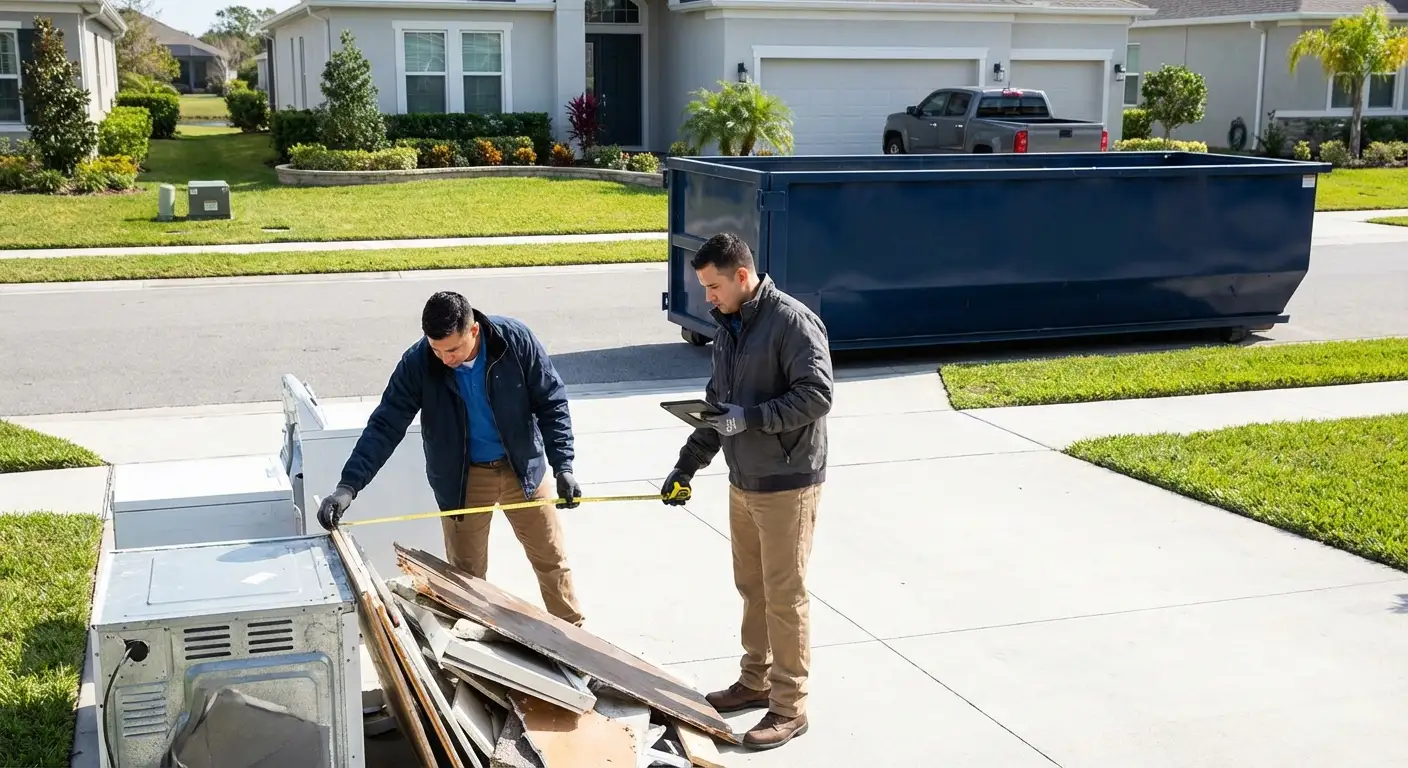 Concrete dumpster rental delivery truck in Syracuse, NY